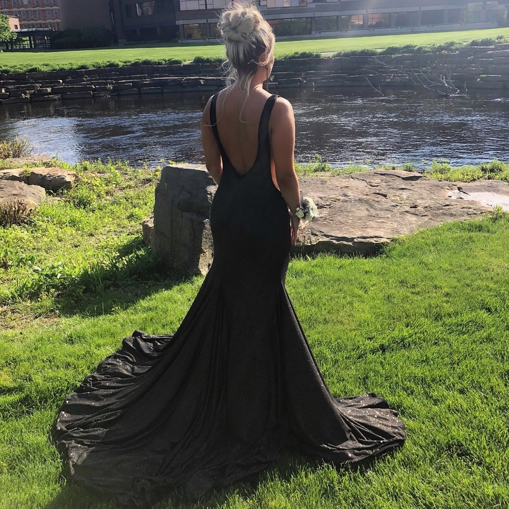PROM DRESS GOLD/BLACK SPARKLY